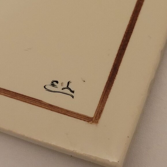 Vintage Hand Painted Floral Bonna Tile From Germany, Butterflies Flowers 6" - Picture 2 of 5